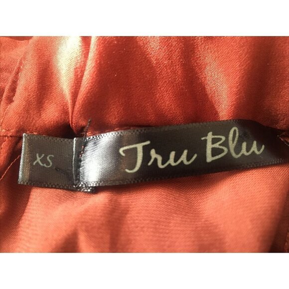 Tru Blu Planet Blue Womens Cinnamon Brown Tunic Blouse Top Tie Back - Size XS - Picture 8 of 8
